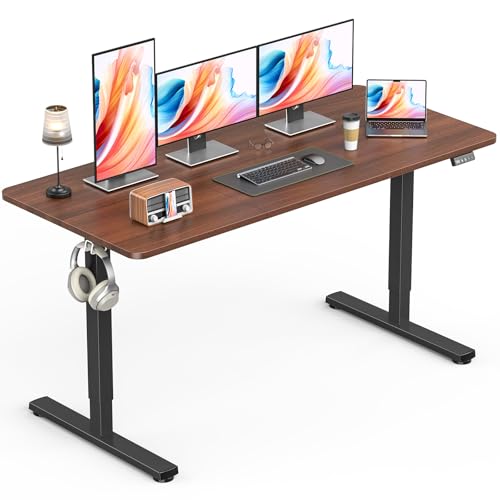 Zontera Large Electric Standing Desk, Gaming Desk, 55 x 24 Inch, Walnut