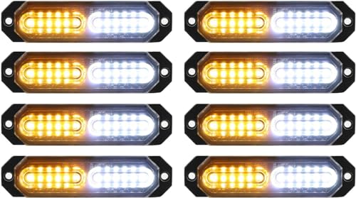 HYB Sync Feature Ultra Slim 12-LED Surface Mount LED Emergency Beacon Hazard Warning Strip Light Flat with Brake Reverse Running Turn Signal Strobe for Pickup