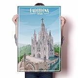 LIULAG Cuadro sobre Lienzo 40x60cm Sin Marco España Barcelonas Vintage Travel Poster Nordic Decor House Home Design Office Bathroom Bar