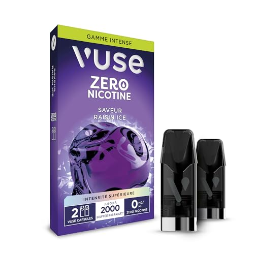 Vuse Capsules Gamme Intense, Raisin Ice Lot de 2, jusqu'à 1000 bouffées* par capsule, compatibles avec les cigarettes électroniques Vuse, sans nicotine, 2,0...