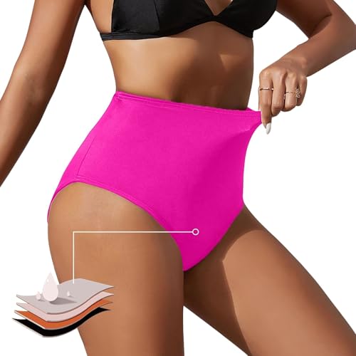 Bañador Menstrual Mujer - Bikini Mujer Braga Alta Braguitas Clásico Bikini Pantalon Reductores Traje de Baño, Color Sólido Braguita