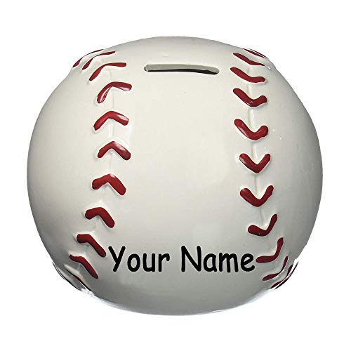 Personalized Sports Baseball Round Shaped Ceramic Piggy Bank Coin Bank with Custom Name