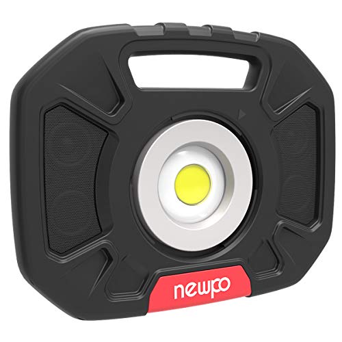 LED Baustrahler Akku - 40W - Bluetooth - Musik-Funktion - mobiler COB LED Strahler innen und außen - schwarz/rot