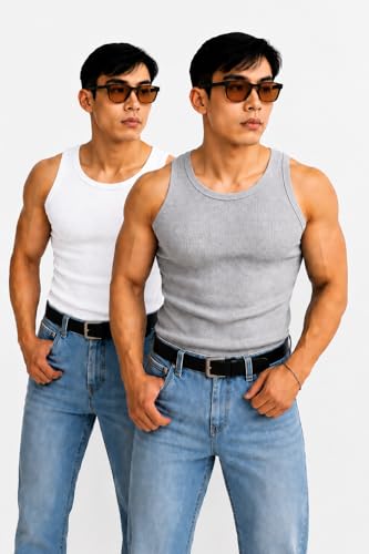 Image of Rockwell Men's Premium Cotton Vest - Sleeveless Gym Undershirt | Breathable, Stretchable & Skin-Friendly Innerwear for Everyday Comfort | Pack of 2 | 302