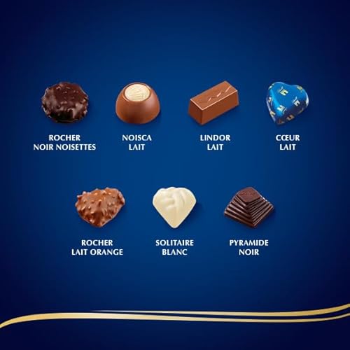 Lindt - Boîte CHAMPS-ELYSEES - Assortiment de Chocolats au Lait, Noirs et Blanc, 182g (Lot de 2)