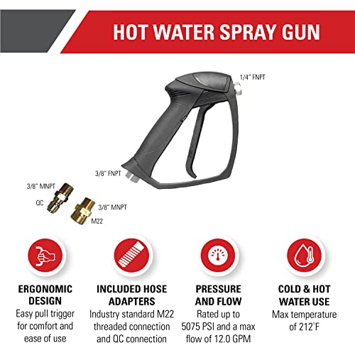 Simpson Cleaning 80178 Pistola de água quente universal com adaptadores M22 e QC, classificado até 5