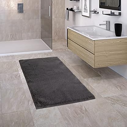 Foto di Paco Home Tappeto Bagno Tappetino Da Bagno Tappeto Doccia Shaggy Antiscivolo Morbido Lavabile Motivo Monocolore, Dimensione:80x150 cm, Colore:Antracite