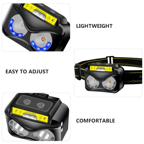 Linterna frontal LED recargable USB con sensor y cinta ajustable para camping y deporte 3