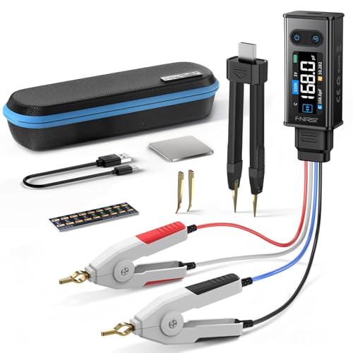 FNIRSI LCR ST2 Medidor ESR LCR 100kHz con Pinzas, Función de Comparación&Ordenación Auto, Comprobador de Resistencias, Condensadores, Inductores, Diodos, Voltaje, Continuidad, Escaneo Banda Completa