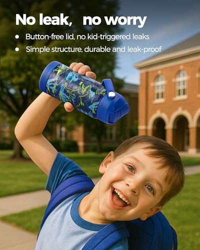 Image of Choco Mocha Kids Water Bottle For School, Kids Insulated Lightning Water Bottle Stainless Steel for Boys, 18Oz Blue
