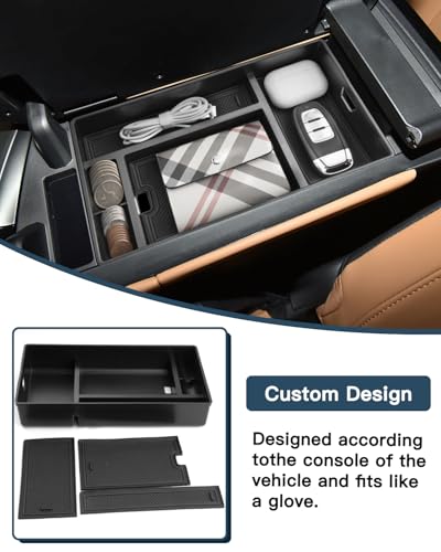Ruiya 2022-2026 Lexus NX Center Console Organizer for 2026 Lexus NX Accessories ABS Material Armrest Storage Tray Compatible with 2022 2023 2024 2025 2026 Lexus NX 250/350/350h/450h