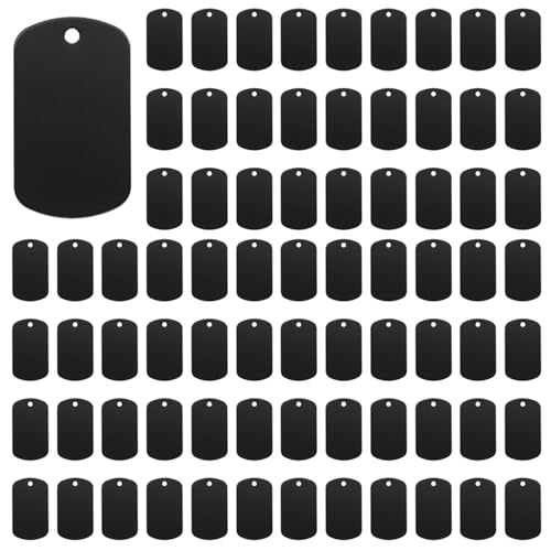 Ébauches d'estampage en aluminium noir pour gravure et création de porte-clés x500