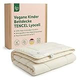 Geborgenschlafen Kinderbettdecke 100×135 cm - 100% Tencel Lyocell Füllung aus Holzfasern | Waschbar 60 °C | Bio-Baumwoll Feinperkal Bezug | Vegane Kinder Steppdecke für Kinderzimmer