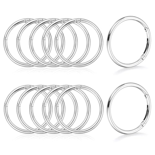 sdhiiolp 12 Stück Karabiner Rund 45mm Zinklegierung Schlüsselring Karabiner Karabinerhaken Rund Karabiner Ring für Schlüsselanhänger, Tasche, Schmuck, DIY Handwerk Machen (Silber)