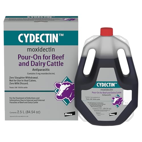 Elanco Cydectin Pour-On Cattle Parasiticide | Treats Worms Flies Lice Grubs and Mites | 2.5L Dewormer