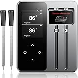 Wireless Meat Thermometer with App Control, 600FT Bluetooth Range, Dual Probes & 6 Sensors, 0.5S Instant Read, LCD Display, IP67 Waterproof Real-Time Monitoring & Smart Alerts for BBQ, Grill, Oven