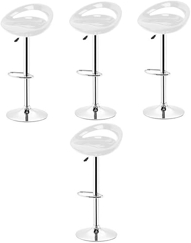 MEILLEUREVIE Taburetes de bar, modernos taburetes giratorios ajustables, respaldo estilo luna, taburete de altura ABS elevador de gas, base de metal