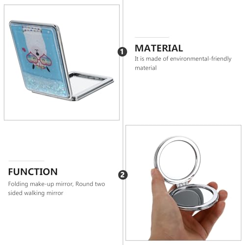 Espejos portátiles de maquillaje plegables doble faz 2 unidades miniatura 3