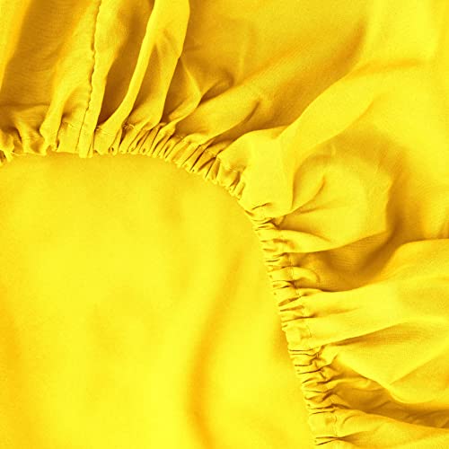 Image of Ghooss Full Size Fitted Sheet,Hotel Quality Bedding Fitted Sheet Deep Pocket up to 14 Inch,Wrinkle and Fade Resistant,1 Piece,Yellow