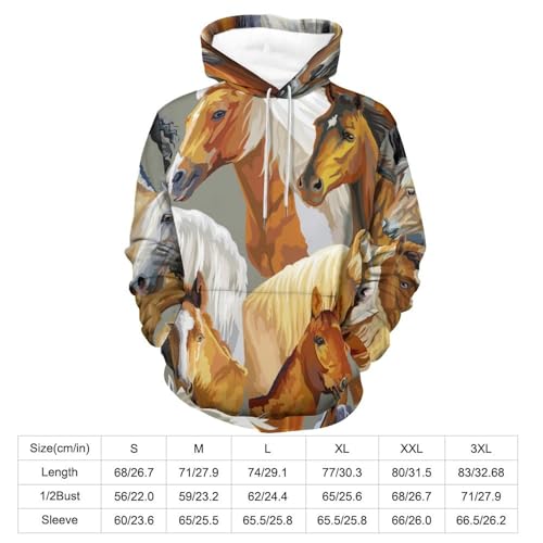 Sweat à capuche aquarelle cheval pull unisexe taille S - 2