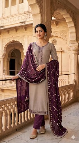 Image of HMP Fashion Womens Bombay Cotton Embroidery Tie Cotton Unstitch dress Material With Chanderi lace bordered Dupatta