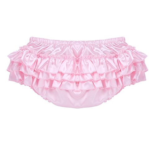 Men's Shiny Satin Frilly Ruffled Briefs Sissy Crossdress Bloomer Tiered Skirted Panties2