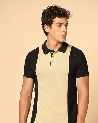 Image of INKKR Men's Solid Regular Fit T-Shirt (A10-POLO-FACTORY-BEIGE-S A10-02