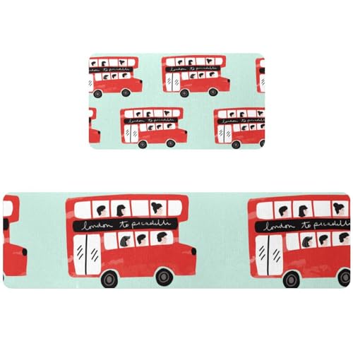 Tapis de cuisine de qualité supérieure à double étage lavable rouge
