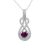 Fine Sterling Silver Personalized Heart-Shaped June Birthstone Double Beaded Infinity Hidden Bail Pendant Necklace, 22