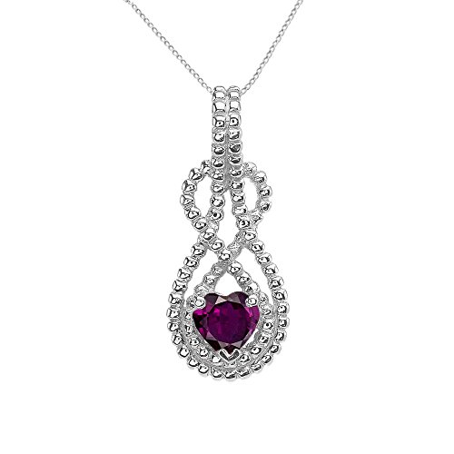 Fine Sterling Silver Personalized Heart-Shaped June Birthstone Double Beaded Infinity Hidden Bail Pendant Necklace, 22