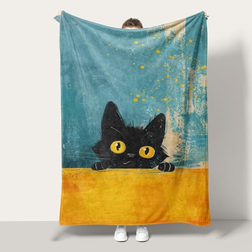Plaid chat noir contre le froid couverture flanelle légère