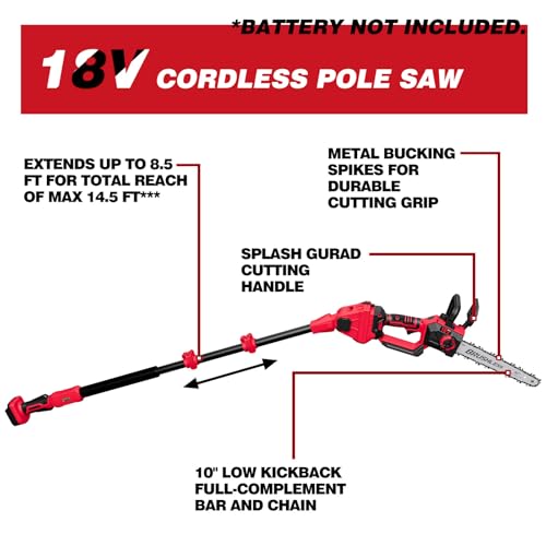 10-Inch Pole Saw for Milwaukee 18V