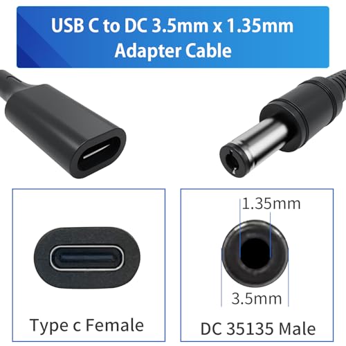 Cable adaptador USB C a CC de 3,5 mm x 1,35 mm para piano digital y CCTV, tipo C hembra (3 unidades) 2