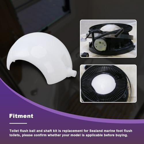 Image of RV Toilet Flush Ball Kit, 385318162 Ball and Shaft Kit,Includes Half Ball, 2 Screws, and Cartridge, Ideal for Marine Foot Flush Toilets, Easy to Install 600342766