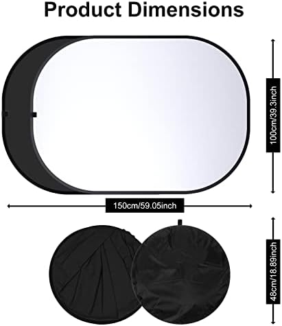 SEDGEWIN Black White Photography Backdrop, 3x5ft/100x150cm Double-Sided Pop Up Collapsible Background Panel Reversible Muslin Chromakey Screen with Carry Bag for TikTok YouTube Video Live Streaming