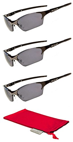 Xloop Rimless Gafas De Sol Mirror Triathlon Running Cycling Sunglasses (3 Pack Gunmedal)