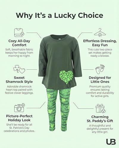 Image of Unique Baby Girls Shamrock Heart Top and Festive Clover Leggings Set