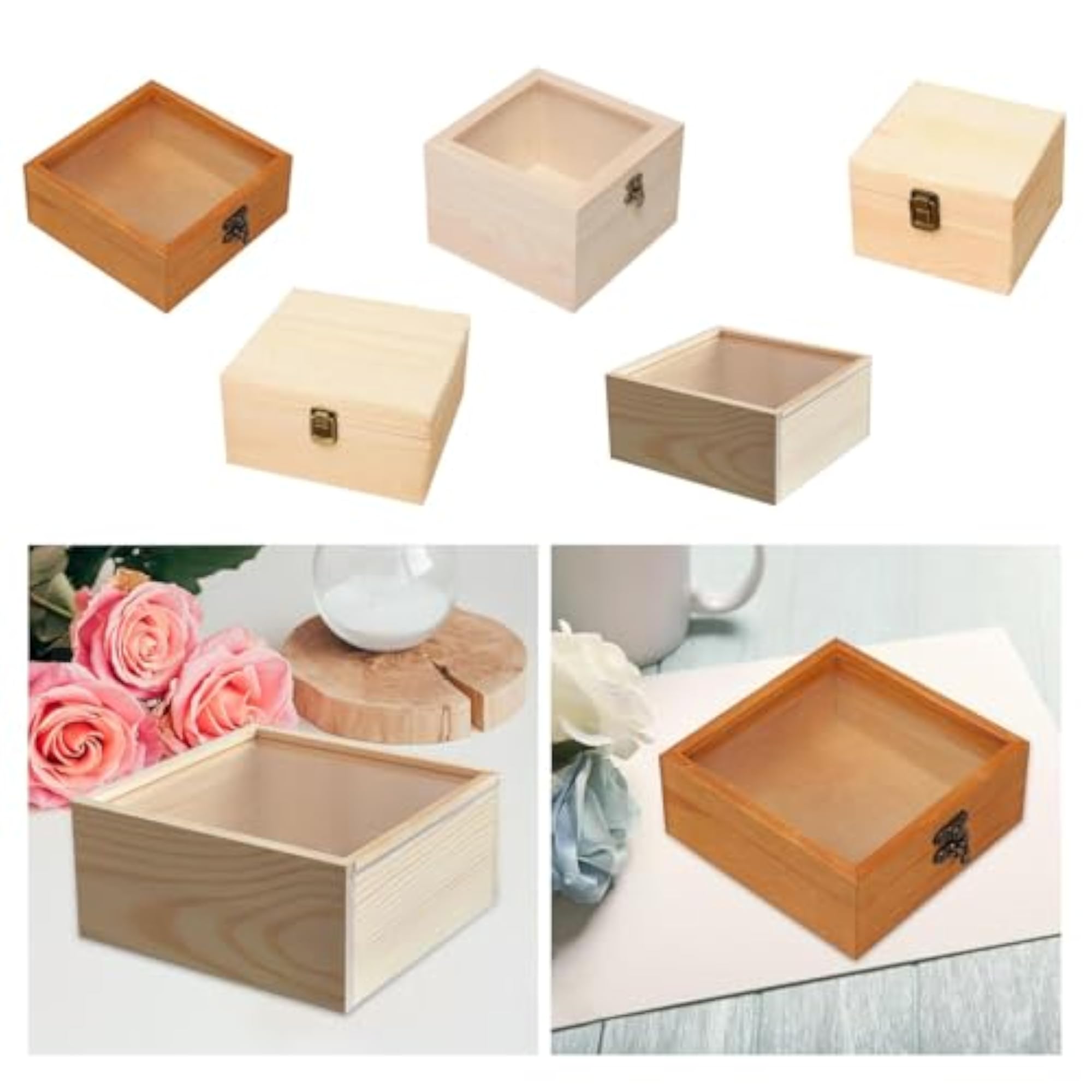 Wooden Storage Box DIY Craft Gift Box for Keepsakes