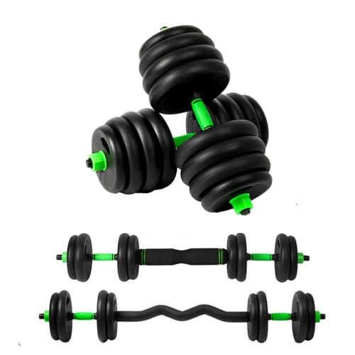 EIGFOH Pesas y Mancuernas Ajustables 10/15/20/30/40 KG Juego de Pesas 3en1 con Barra Recta y Curva, Mangos Antideslizantes, Kit Mancuernas para Gimnasio en Casa