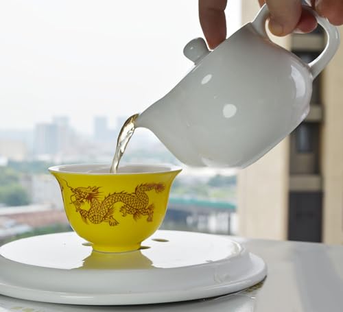 Image of Porcelain Teapot, 9oz Small Tea Pot with Stainless Steel Filter Classical Chinese Tea Pots (White)