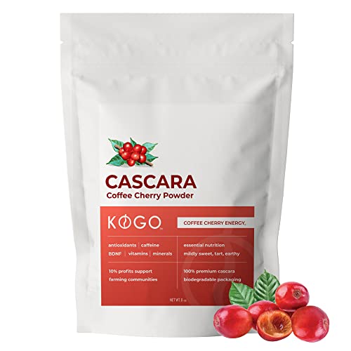 Kogo Cascara Coffee Cherry Powder, Superfood Powder, Gluten Free, Vegan, Allergen Free, Non GMO, All Natural Antioxidant Boost Powder, Coffee Fruit (12 oz)