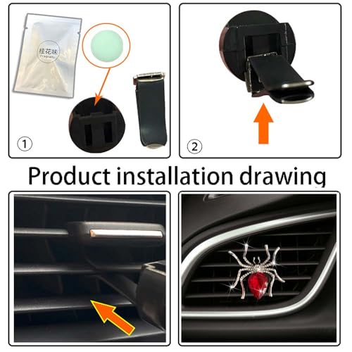 Image of Halloween Spider Crystal Spiderman Car Decor, Vent Clip with Bling, Perfect for Women - Red