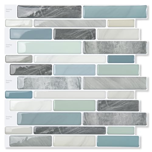 LONGKING Self-Adhesive Kitchen Backsplash, Marble...