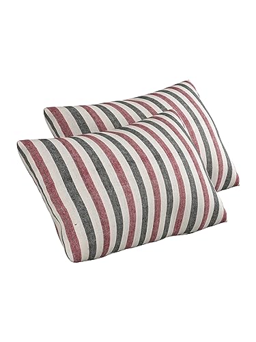 Image of 180 TC Pillow Cover Set of 2 | Pillow Cover Cotton 100% | Pillow Cover Set of 2 King Size | Wrinkle Free & Fade Resistance | Striped Pattern | Standard Size | All Season Use (Multicolor2)
