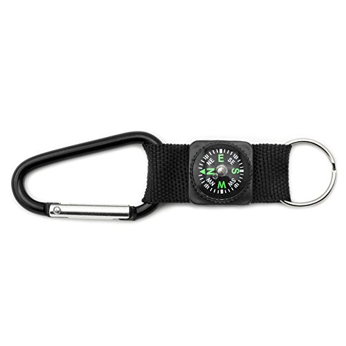 PRECORN Schlüsselanhänger mit Kompass und Karabiner - Outdoor Accessoire für Camping und Wandern - Robuster Rucksack Anhänger mit Notfall Kompass - Ideales Outdoor Zubehör