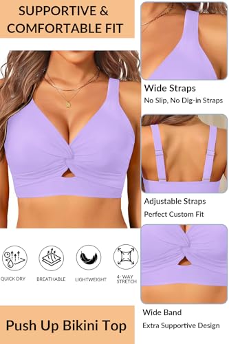 Image of Women's Bikini Top - Supportive Swimsuit for Large Bust - 2025 Cut Out Twist Swim Top