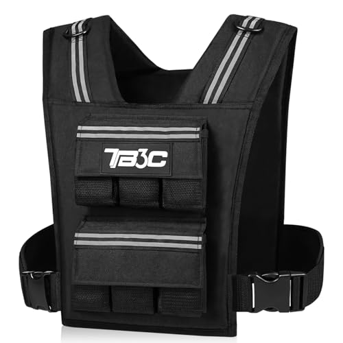 TB3C Adjustable Weighted Vest Men and Woman 30lbs Weights with Reflective Stripe, Workout Vest for Home Workouts Cardio Strength Training Weight Loss