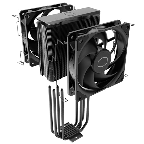 Image of Cooler Master Hyper 212 Black X Duo CPU Air Cooler - Dual SickleFlow 120 Edge Fans, Aluminium Finish, 4 Compact Continuous Direct Contact Heat Pipes, LGA 1200 /1700 & AM4 /AM5 Socket Supported - Black