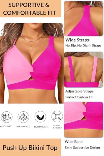Image of Women's Bikini Top - Supportive Swimsuit for Large Bust - 2025 Cut Out Twist Swim Top