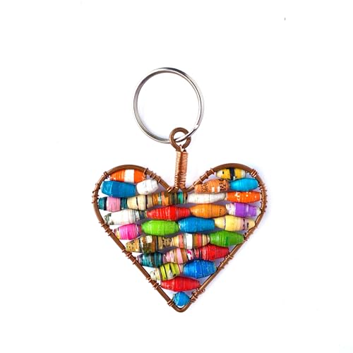 Ornaments4Orphans Heart Keychain Recycled Paper Bead